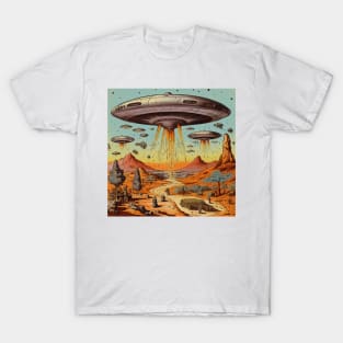 Vintage Comics UFO Encounters UFO Witness Cartoon Vintage T-Shirt